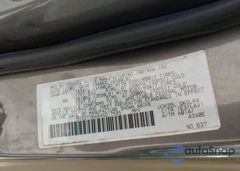 2004 Toyota Sequoia Limited V8 z USA, uszkodzony, nr VIN 5TDZT38A84S217585